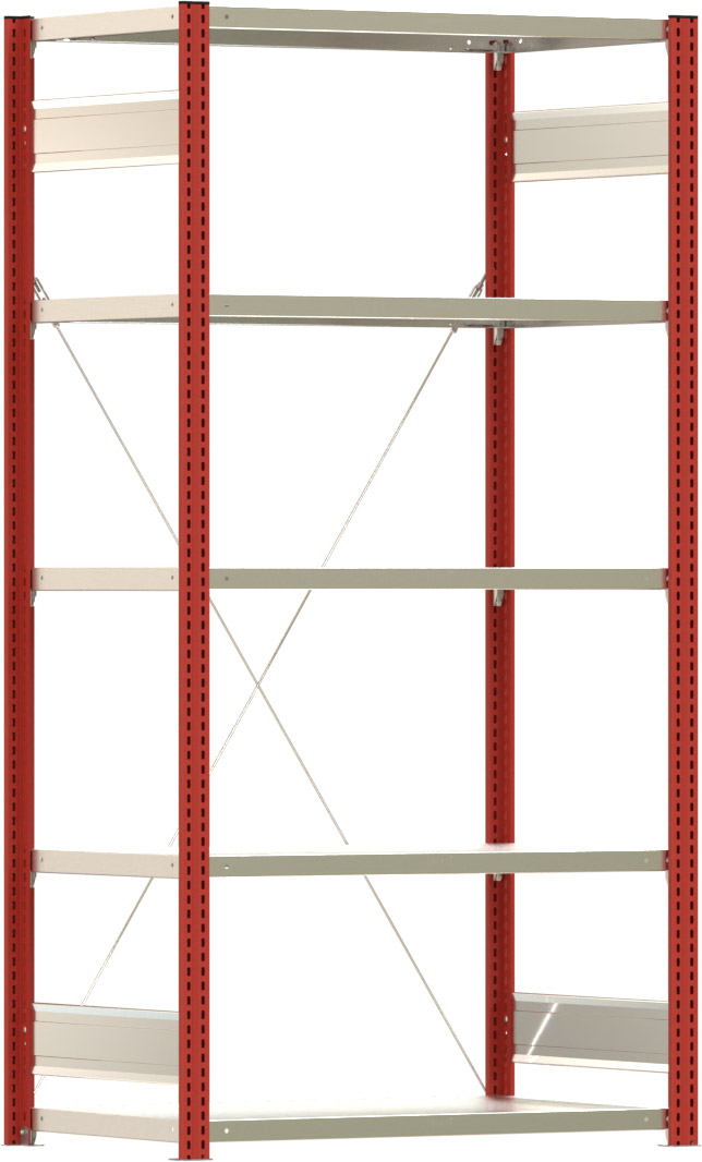 Fachbodenregal BERT - Breite: 100,5 cm - Tiefe: 60 cm - Höhe: 200 cm - 5 Böden - Grundregal