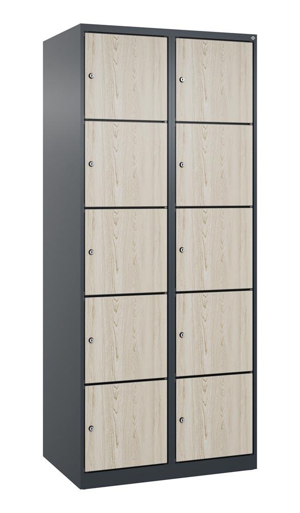 Fächerschrank mit MDF Türen, Breite 80 cm, Höhe 185 cm, Tiefe 50 cm, 10 Fächer