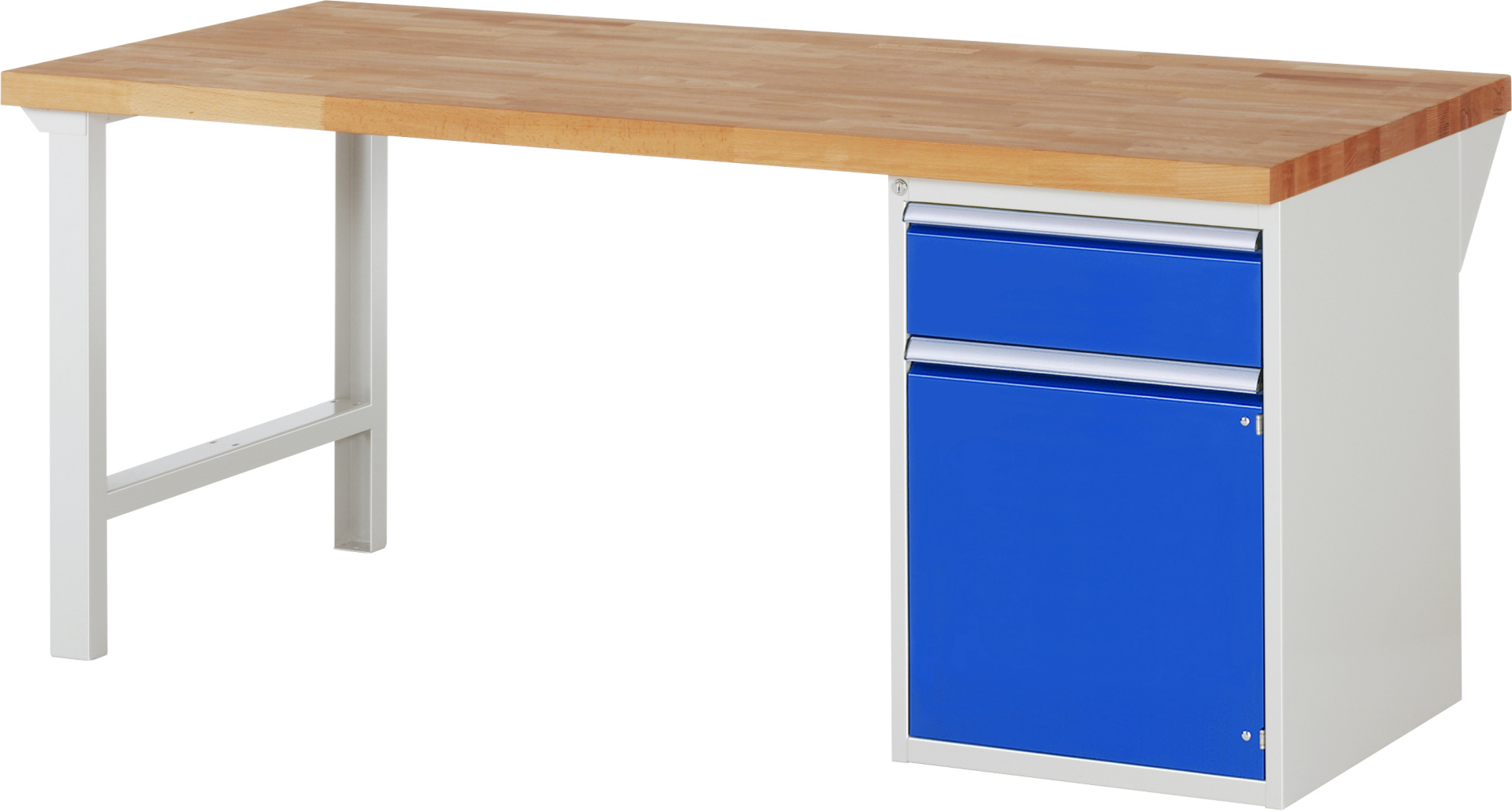 Werkbank Modell 7502 rot - schwarz, BxTxH 2000x900x840 mm,  Buche-Massiv Arbeitsplatte 40 mm,  1 Schublade mit  Vollauszug 100 % und  SoftClosing