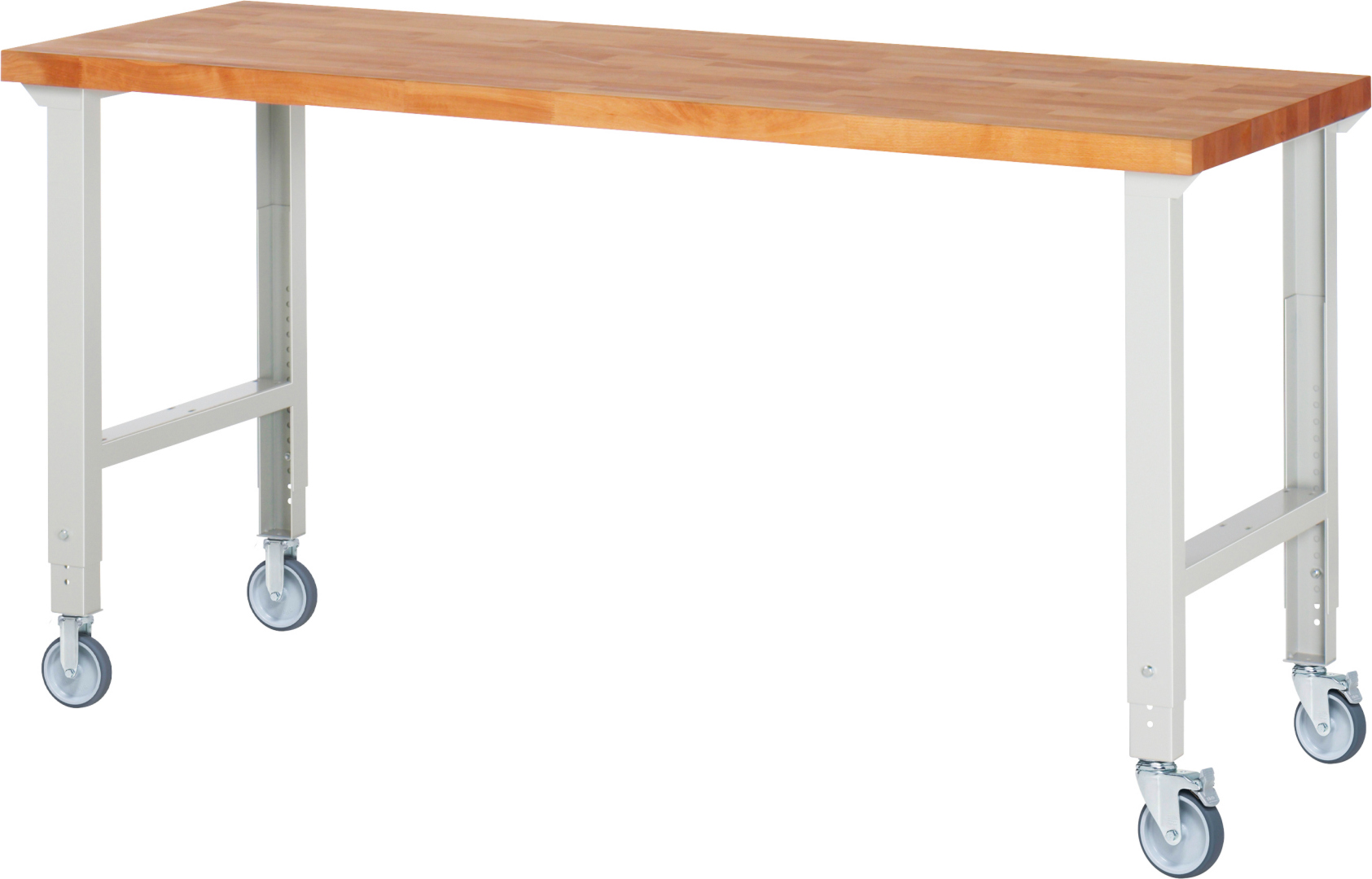 Fahrbare Werkbank Modell 7000 schwarz, BxTxH 2000x700x950-1000 mm,  Buche-Massiv Arbeitsplatte 40 mm