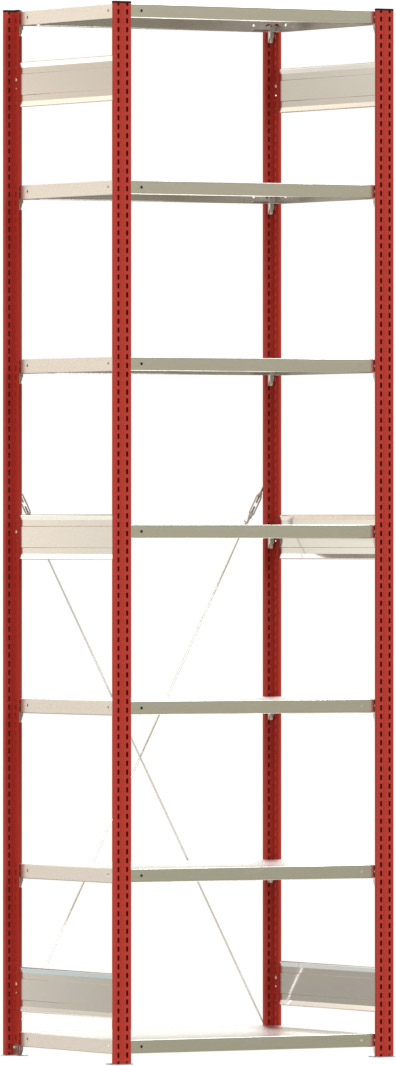 Fachbodenregal BERT - Breite: 87,5 cm - Tiefe: 60 cm - Höhe: 300 cm - 7 Böden - Grundregal