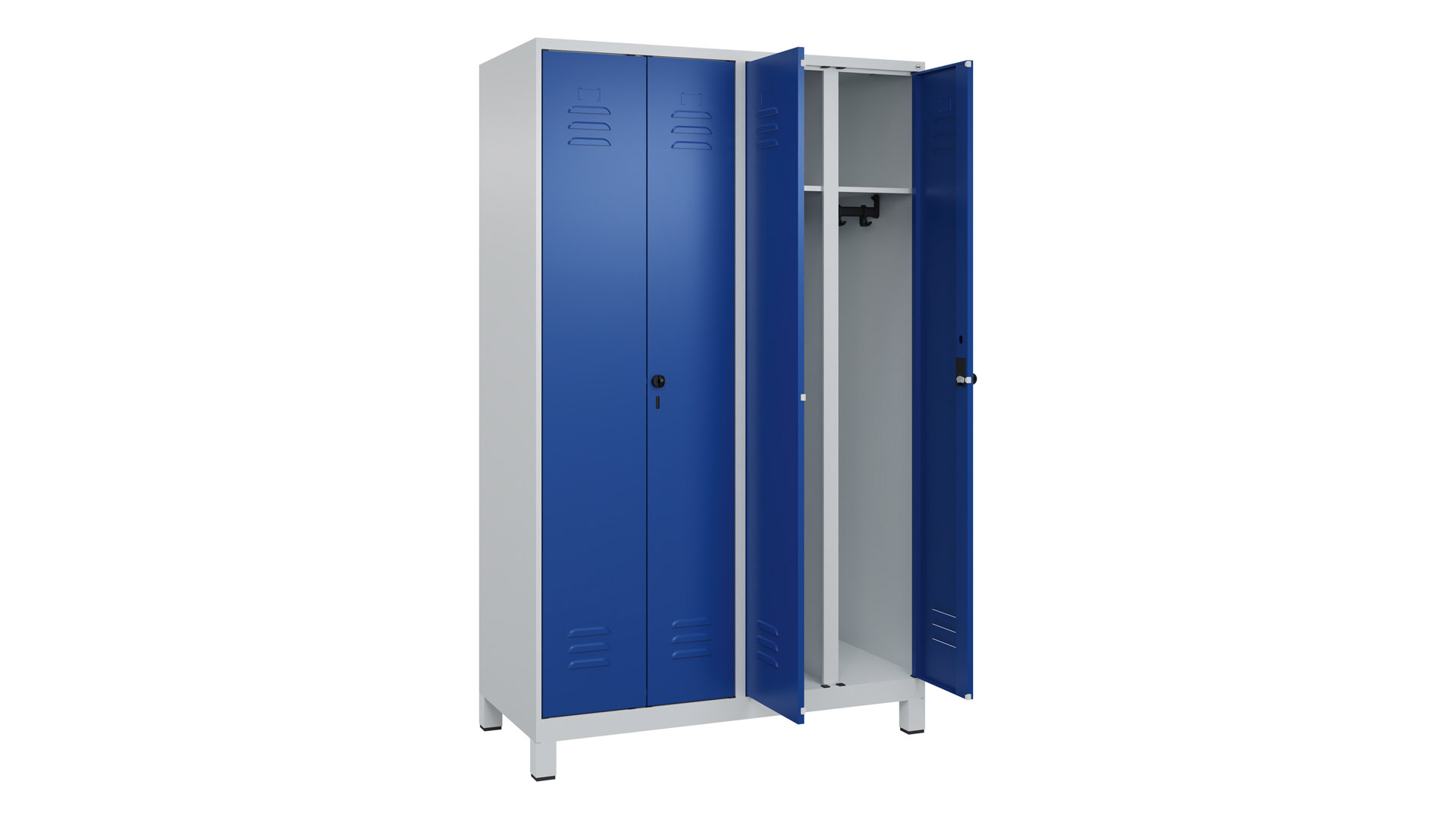 Doppelspind - schwarz weiß Trennung,  Breite 120 cm,  Höhe 195 cm,  Tiefe 50 cm,  4 Abteile