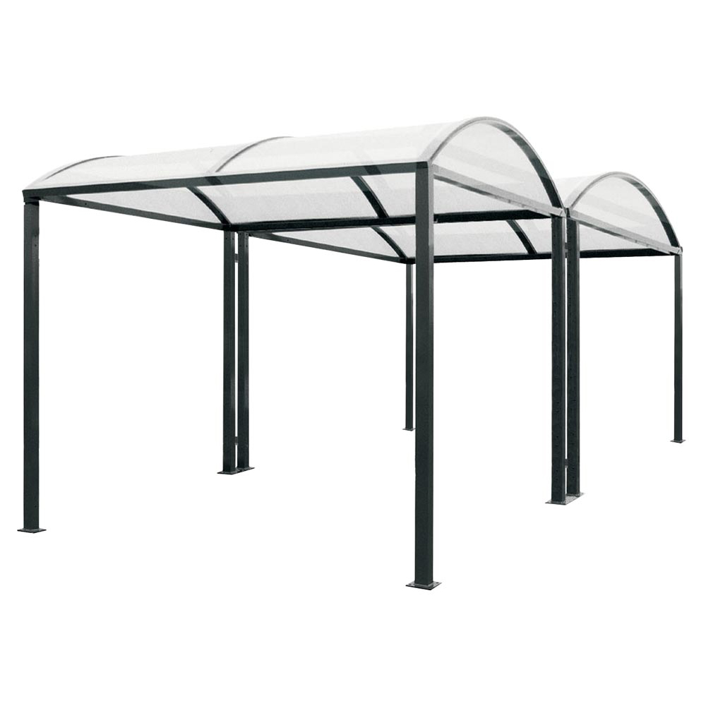 Raucherunterstand für bis 12 Personen, BxTxH 5000x4160xx3010 mm, Grundmodell ohne Wandverkleidung, 2 x nebeneinander, anthrazit