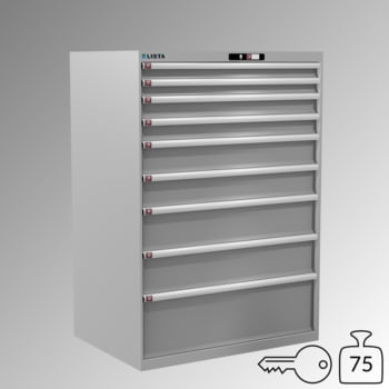Lista Schubladenschrank - 78.296.020 - 1.450x1.023x725 mm (HxBxT) - 9 Schubladen - 75 kg - Key Lock - lichtgrau (RAL 7035)