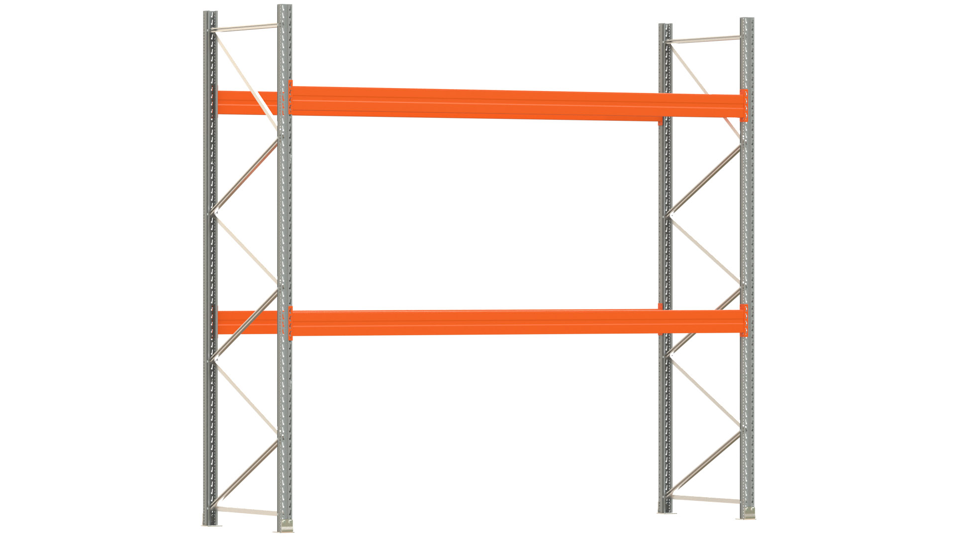 Palettenregal ARTUS - Breite 377 cm - Höhe 350 cm - Tiefe 110 cm - 2 Träger-Ebenen - Fachlast 3700 kg - 12 Palettenstellplätze