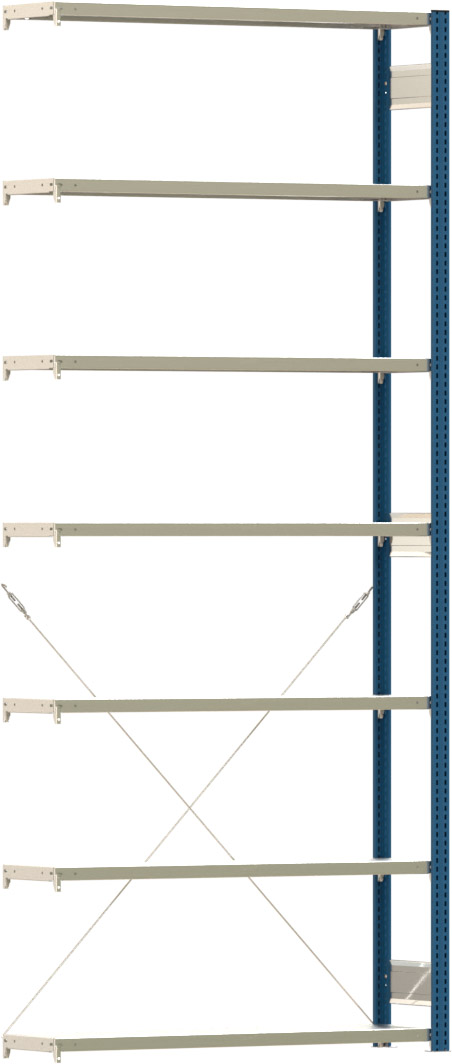 Fachbodenregal BERT - Breite: 128,5 cm - Tiefe: 30 cm - Höhe: 300 cm - 7 Böden - Anbauregal