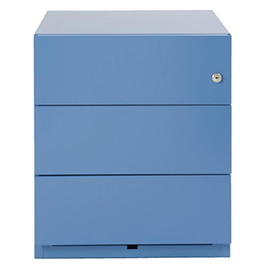 Rollcontainer, BxTxH 420x565x495 mm, 3 Schubladen, seitliche Griffleisten, hellblau