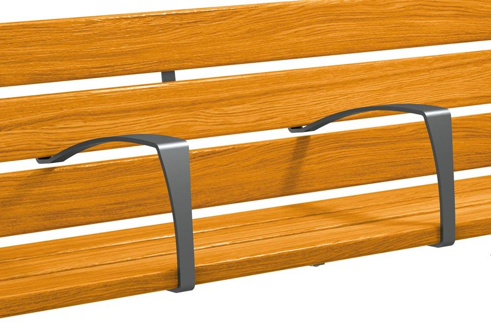 Mittelarmlehne für Senioren-Bänke L 1200 und 1800 mm, Stahl, grau beschichtet