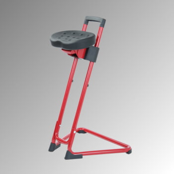 Ergonomische Stehhilfe - höhenverstellbar 60 bis 85 cm - Sitz PU, schwarz - Gestell rot
