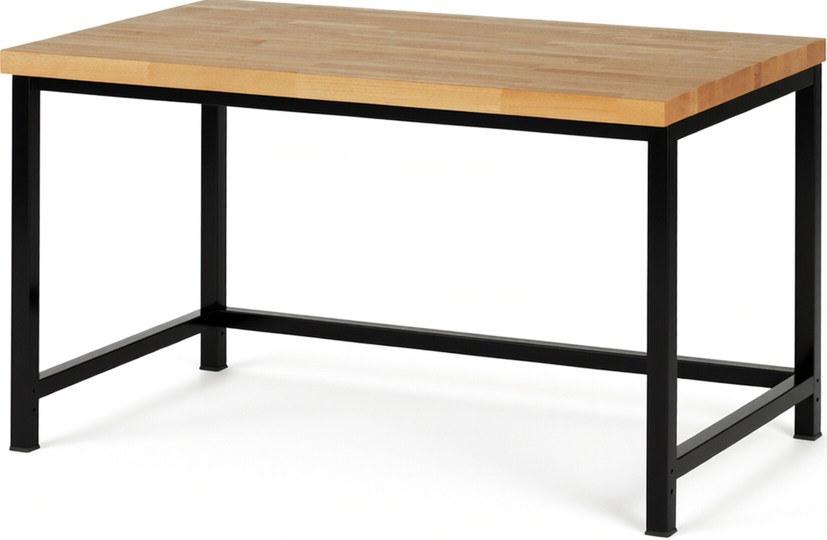 RAU Werkbank schwarz - Breite 150 cm - Tiefe 90 cm - Höhe 104 cm - Buche-Massiv Arbeitsplatte 40 mm