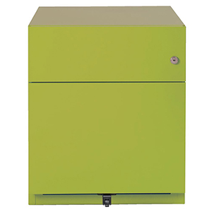 Rollcontainer, BxTxH 420x565x495 mm, 1 Schublade, 1 Hängeregistratur, seitliche Griffleisten, grün