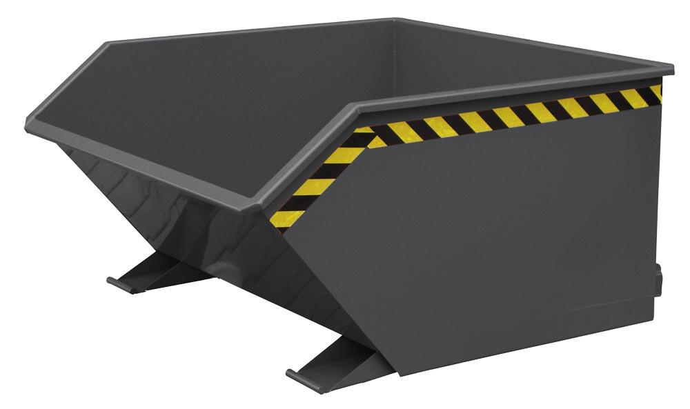 Kippbehälter in niedriger Bauhöhe, 1500 kg, LxBxH 1550x1300x750 mm, 1000 Liter, anthrazitgrau