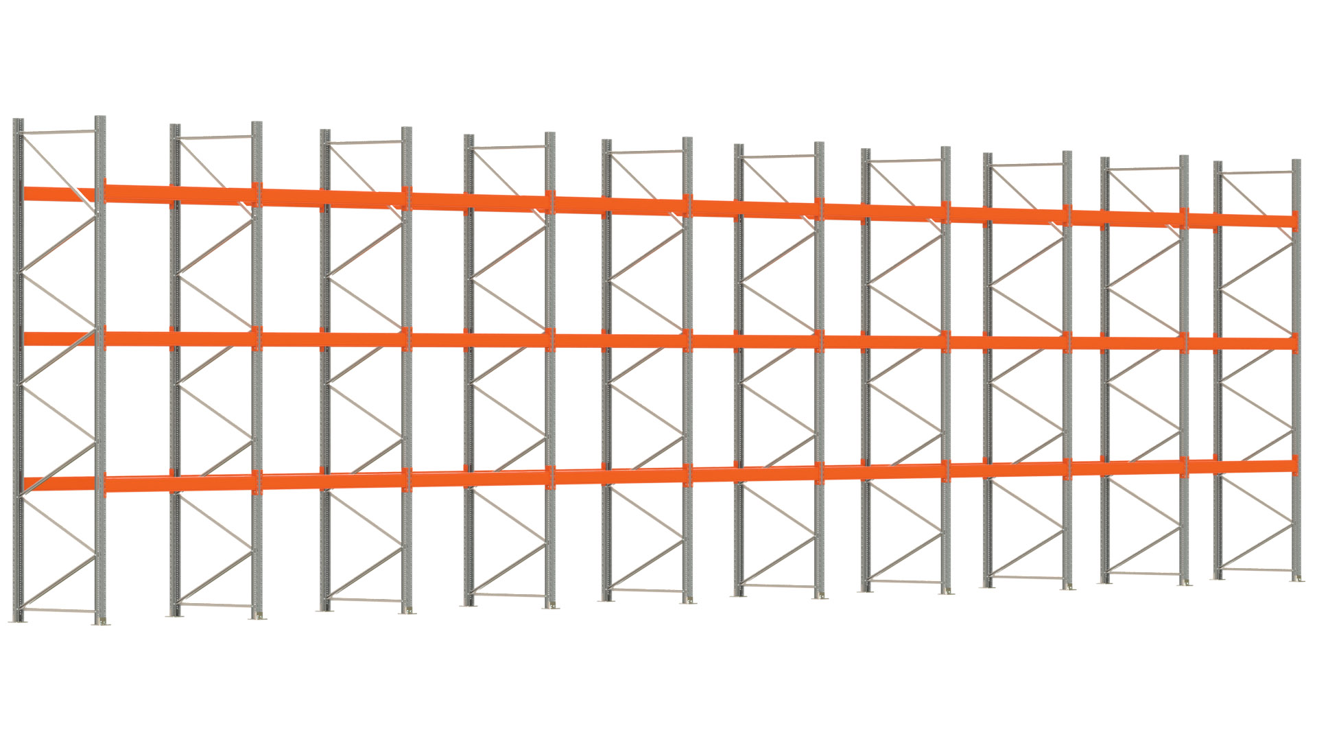 Palettenregal ARTUS - Breite 1795 cm - Höhe 450 cm - Tiefe 110 cm - Fachlast 2000 kg - 72 Palettenstellplätze