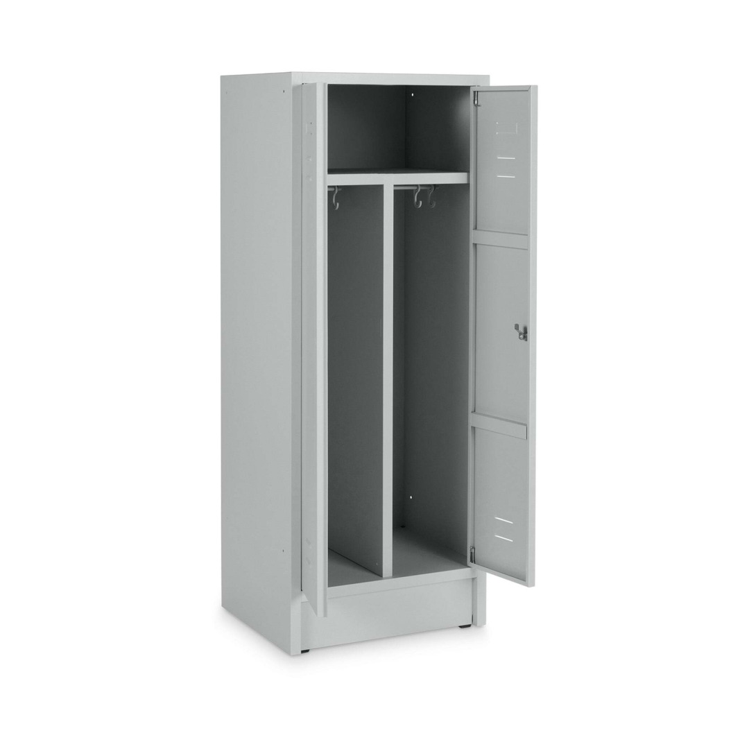 Doppelspind, SW-Trennung, 2 Abteile, Abteilbreite 30 cm, Höhe 180 cm, Breite 60 cm, RAL 7035 Lichtgrau