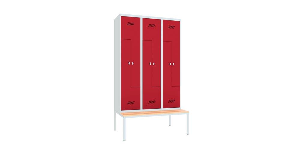 Z-Spind, Breite 120 cm, Höhe 215 cm, Tiefe 80 cm, 3 Abteile