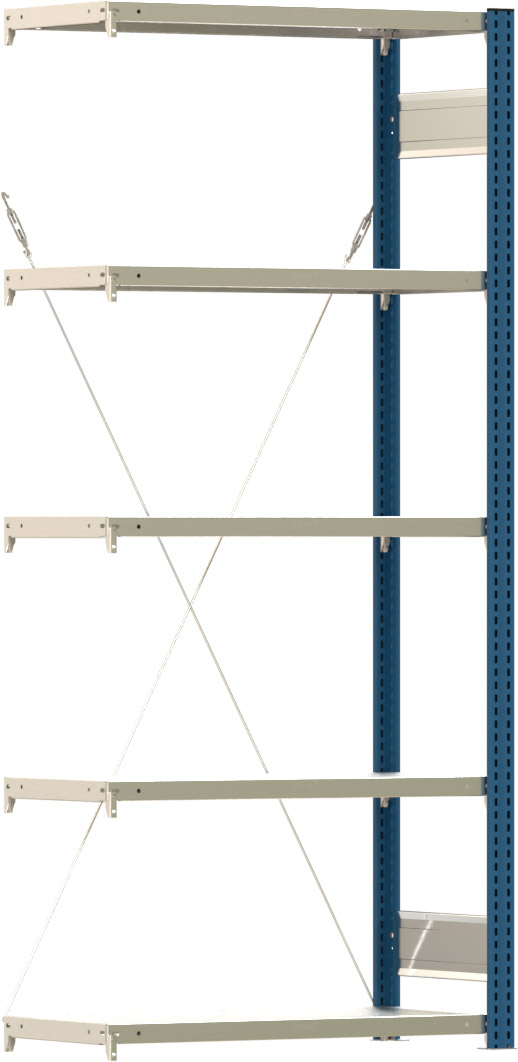 Fachbodenregal BERT - Breite: 87,5 cm - Tiefe: 40 cm - Höhe: 200 cm - 5 Böden - Anbauregal