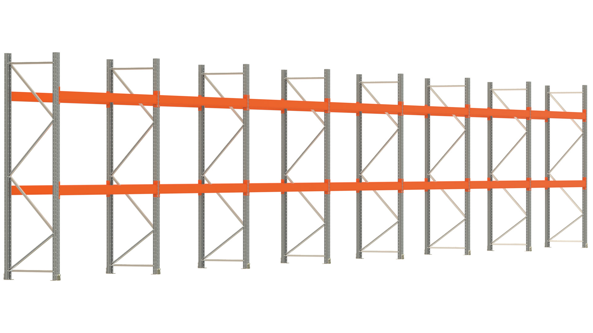 Palettenregal ARTUS - Breite 1958 cm - Höhe 300 cm - Tiefe 80 cm - Fachlast 3000 kg - 42 Palettenstellplätze