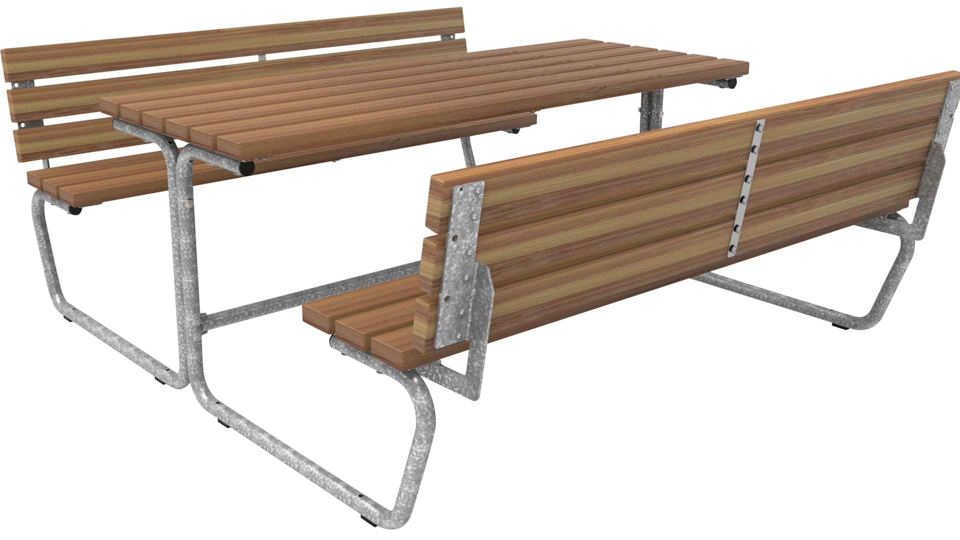 Sitzgarnitur, bestehend aus: 2 Bänke, Sitzfläche Bambus mit Rückenlehne, 1 Tisch , Tischläche aus Bambus Savanna, BxTxH 1770x2101x785 mm