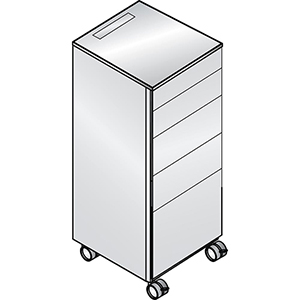 Service-Caddy, BxTxH 500x600x1157 mm, 3 Schubladen für Besteck + Geschirr, Abfallsammler (1x18 l, 2x8,5 l), RAL 7021 schwarzgrau