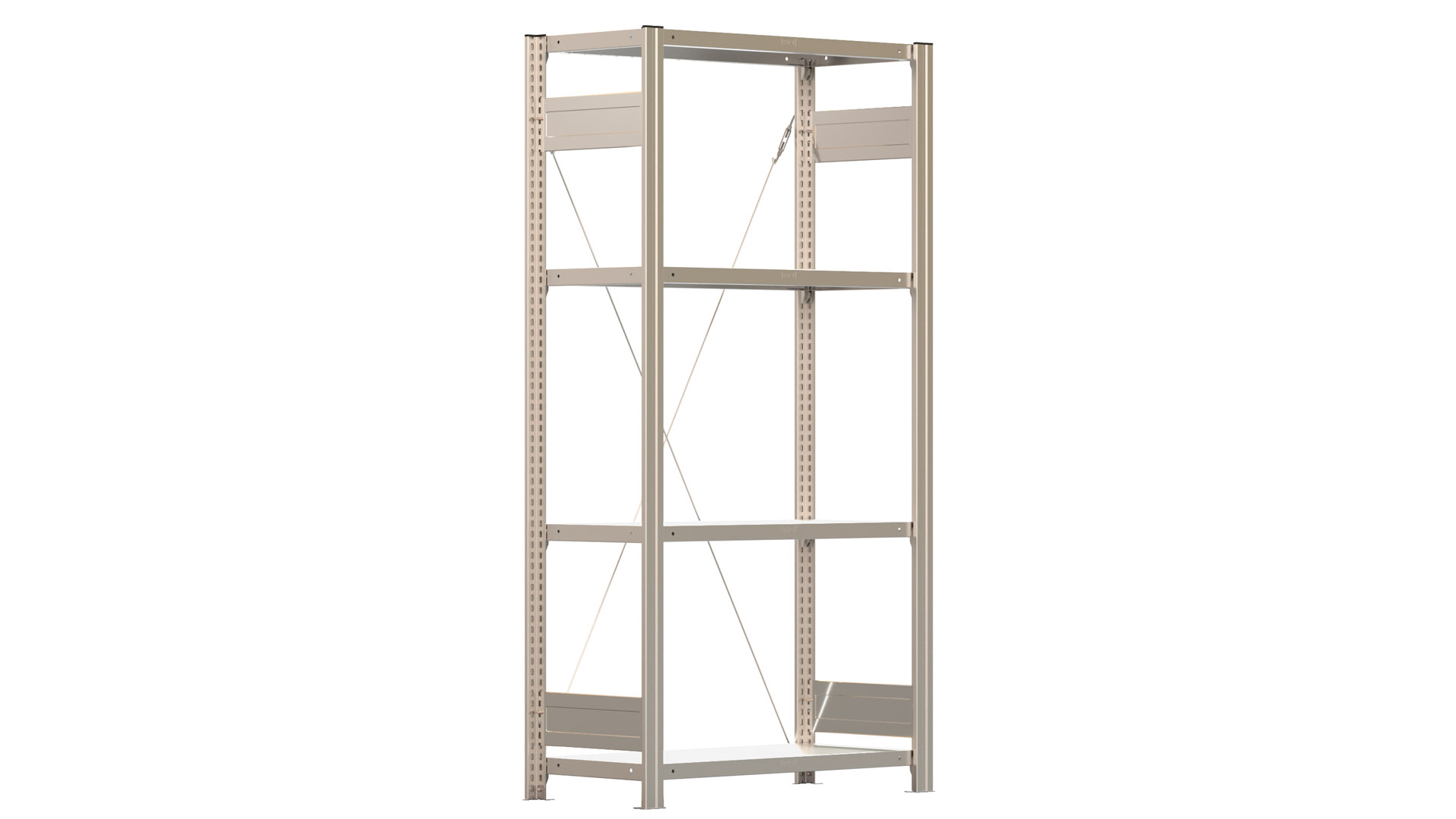 Fachbodenregal BERT - Breite: 87,5 cm - Tiefe: 40 cm - Höhe: 180 cm - 4 Böden - Grundregal