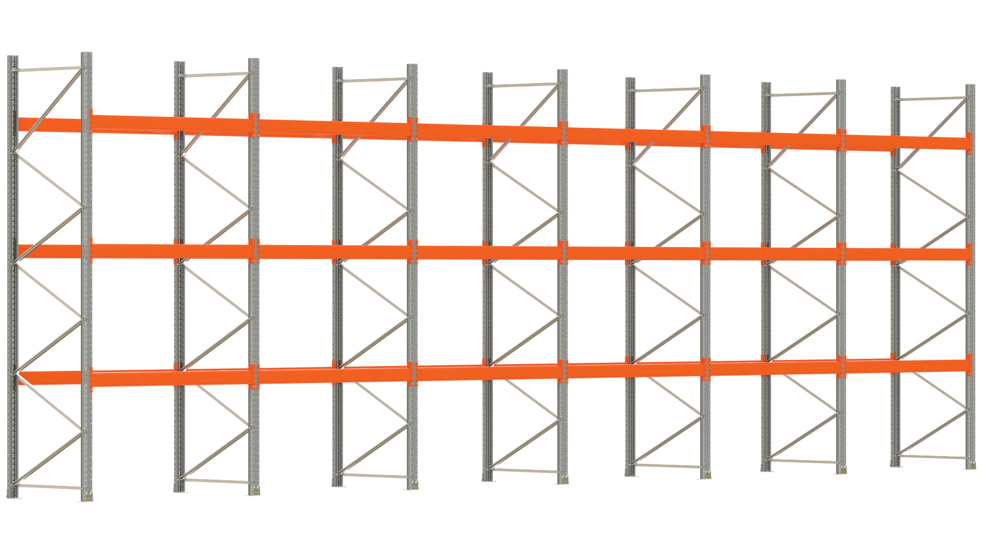Palettenregal ARTUS - Breite 1199,5 cm - Höhe 400 cm - Tiefe 110 cm - Fachlast 3000 kg - 48 Palettenstellplätze