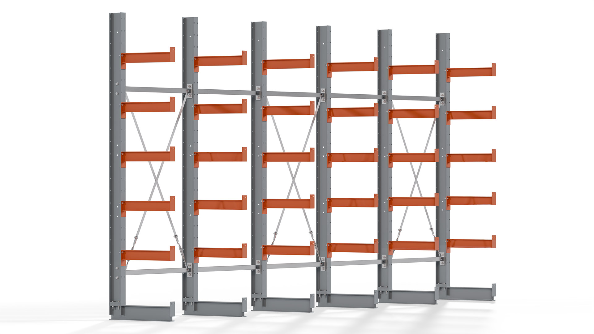 Kragarmregal KARL basic - lackiert - Breite: 500 cm - Höhe: 250 cm - Tiefe: 50 cm - Traglast je Kragarm: 870 kg - einseitig