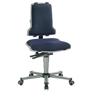 Arbeitsstuhl, Drehstuhl mit Gasfeder-Höhenverstellung, Permanentkontakt, Sitzneigungsverstellung/Rollen, Sitz Höhe 430-580 mm, DIN 68877