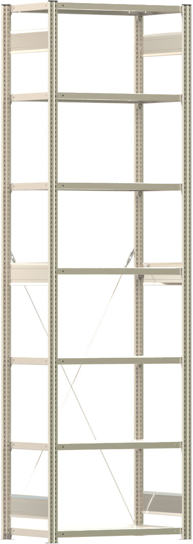 Fachbodenregal BERT - Breite: 87,5 cm - Tiefe: 50 cm - Höhe: 300 cm - 7 Böden - Grundregal