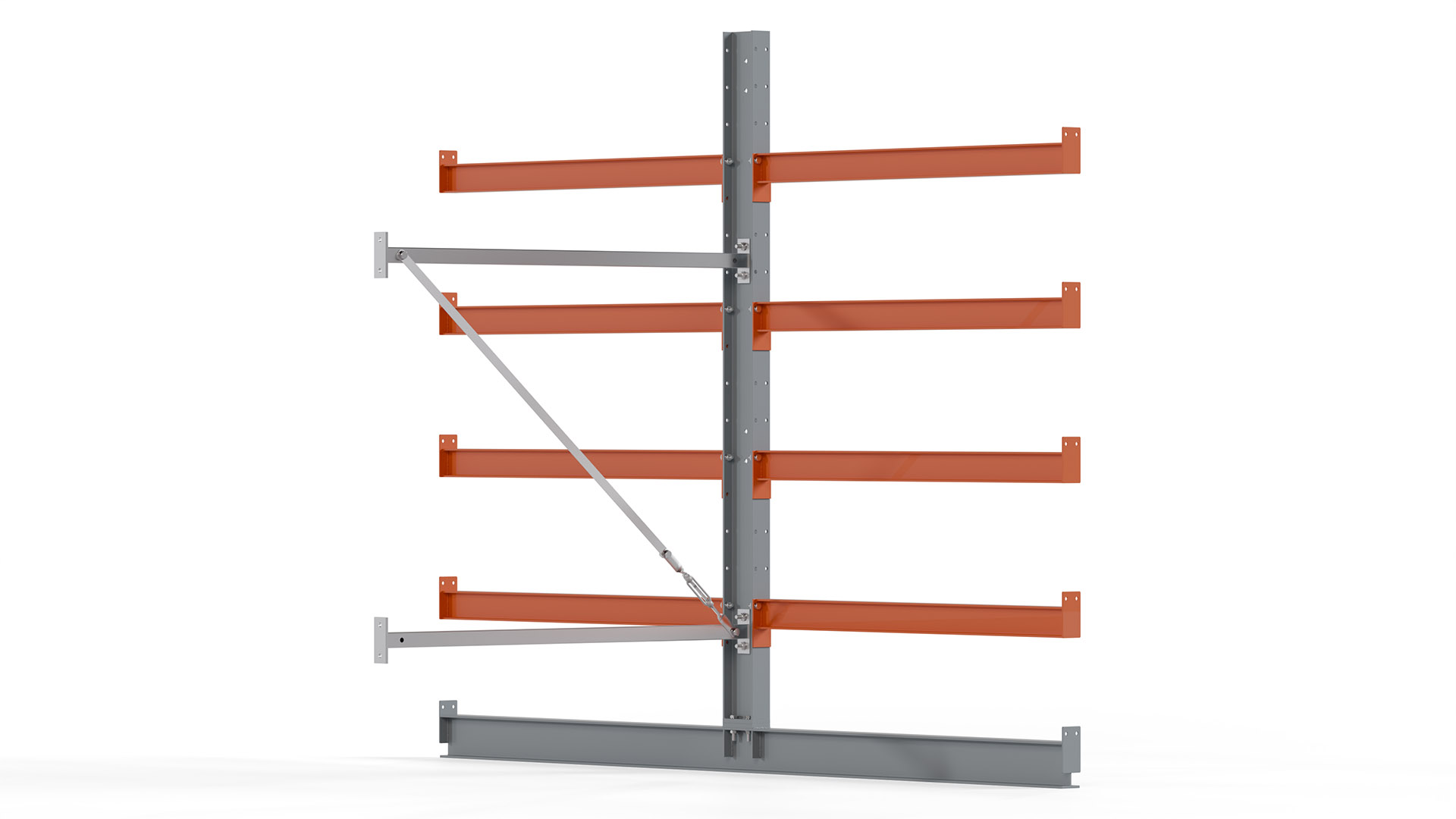 Kragarmregal KARL basic - Anbaufeld - Breite: 100 cm - Höhe: 200 cm - Tiefe: 252 cm - Traglast je Arm: 370 kg - doppelseitig