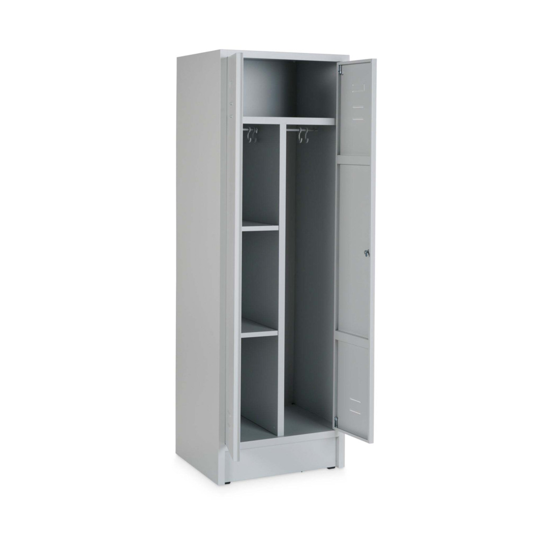 Wäschespind, 2 Abteile, Abteilbreite 30 cm, Höhe 180 cm, Breite 60 cm, RAL 7035 Lichtgrau