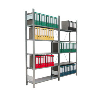 Aktenregal - Ordnerregal - 2.000 x 875 x 326 mm (HxBxT) - 5 Böden - 80 kg - Anbauregal