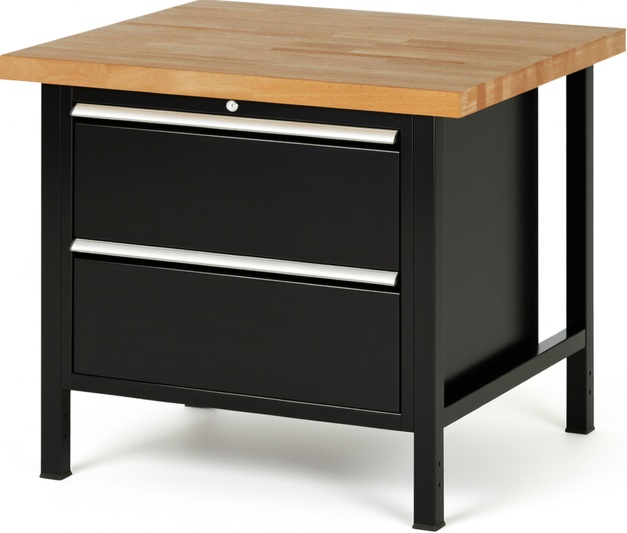 RAU Werkbank schwarz - Breite 100 cm - Tiefe 90 cm - Höhe 104 cm - Buche-Massiv Arbeitsplatte 40 mm