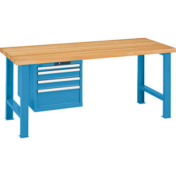 Werkbank - 0,8 t - (HxBxT) 850 x 1.500 x 800 mm - 4 Schubladen - blau