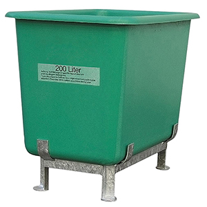 GFK-Rechteckbehälter, ohne Staplertaschen, Volumen 200 l, BxTxH oben auß/inn 880/800x570/490x600/590 mm, Farbe blau