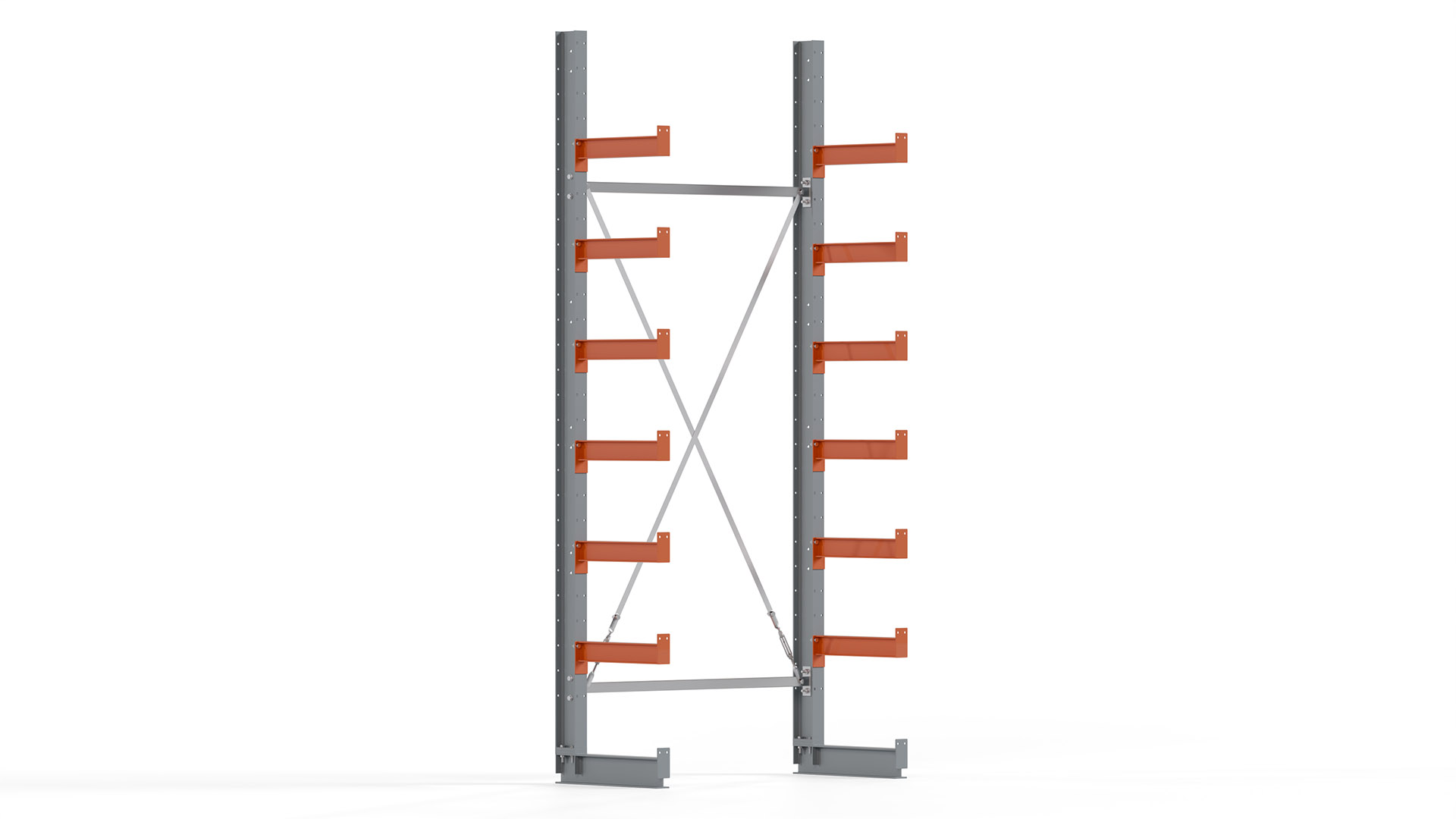 Kragarmregal KARL basic - lackiert - Breite: 128 cm - Höhe: 300 cm - Tiefe: 50 cm - Traglast je Kragarm: 870 kg - einseitig