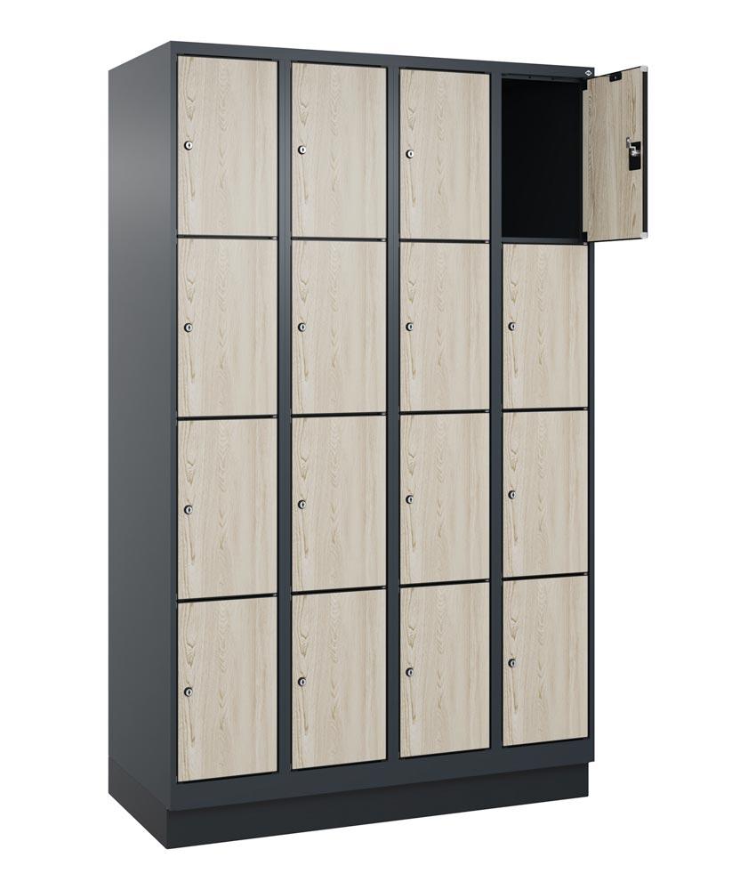Fächerschrank mit MDF Türen, Breite 120 cm, Höhe 195 cm, Tiefe 50 cm, 16 Fächer