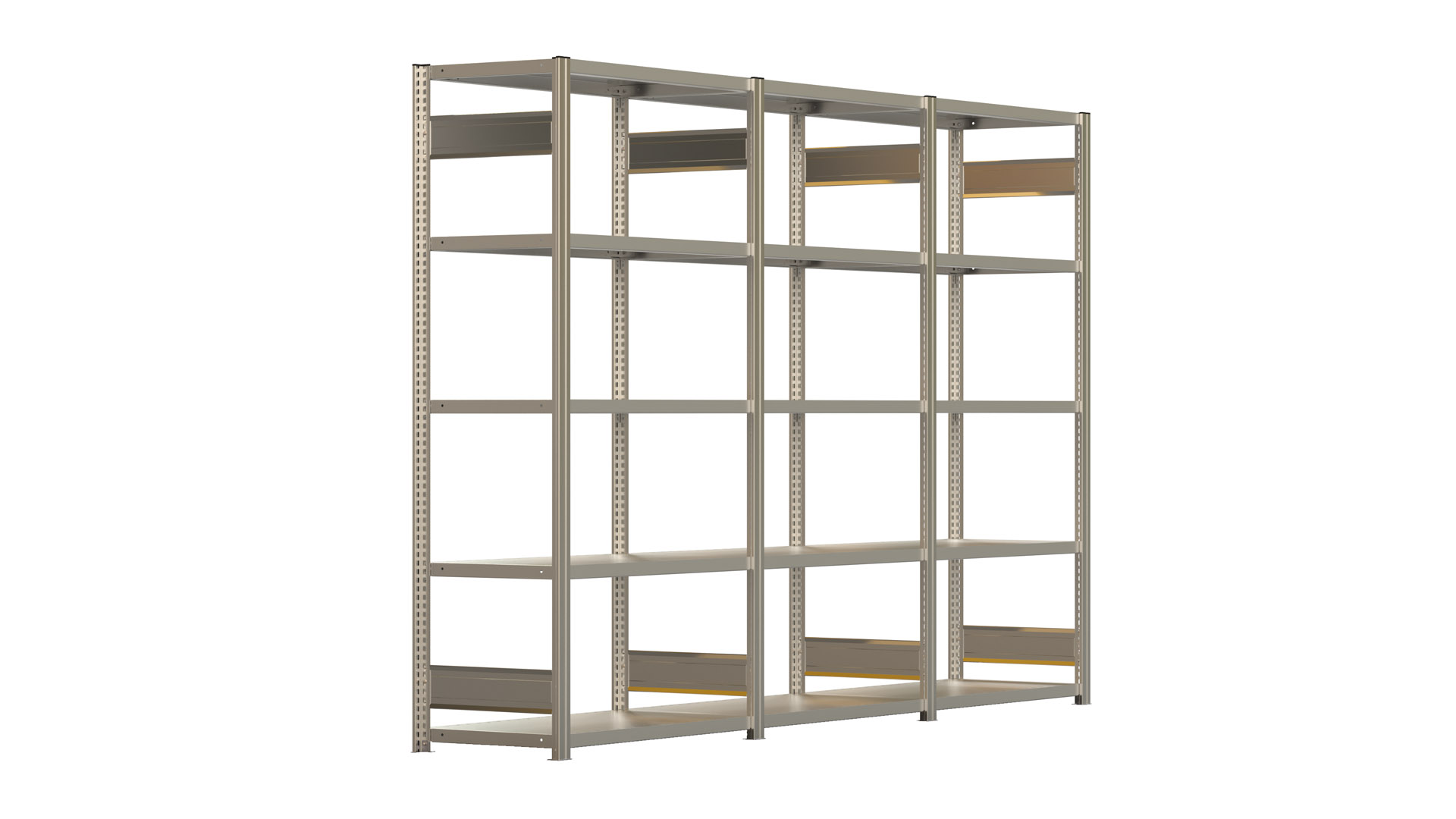 Fachbodenregal BERT - Breite: 301,5 cm - Tiefe: 50 cm - Höhe: 200 cm - 15 Böden - Regalreihe