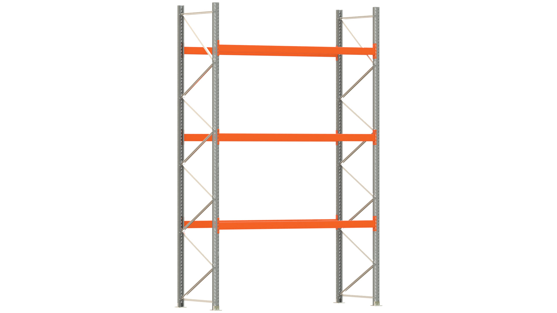 Palettenregal ARTUS - Breite 287 cm - Höhe 450 cm - Tiefe 110 cm - 3 Träger-Ebenen - Fachlast 2000 kg - 12 Palettenstellplätze