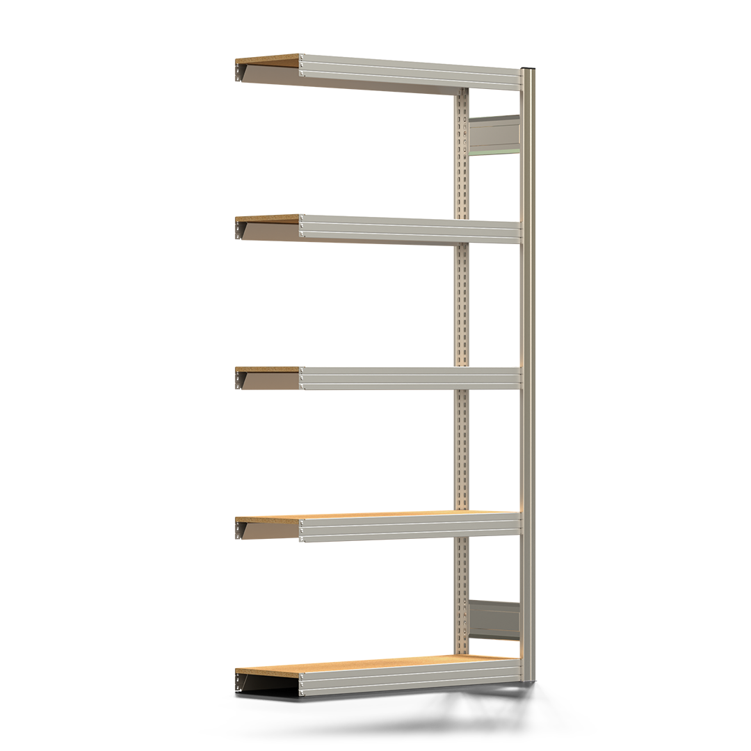 Fachbodenregal BERT - Breite: 100,5 cm - Tiefe: 30 cm - Höhe: 200 cm - 5 Böden - Anbauregal