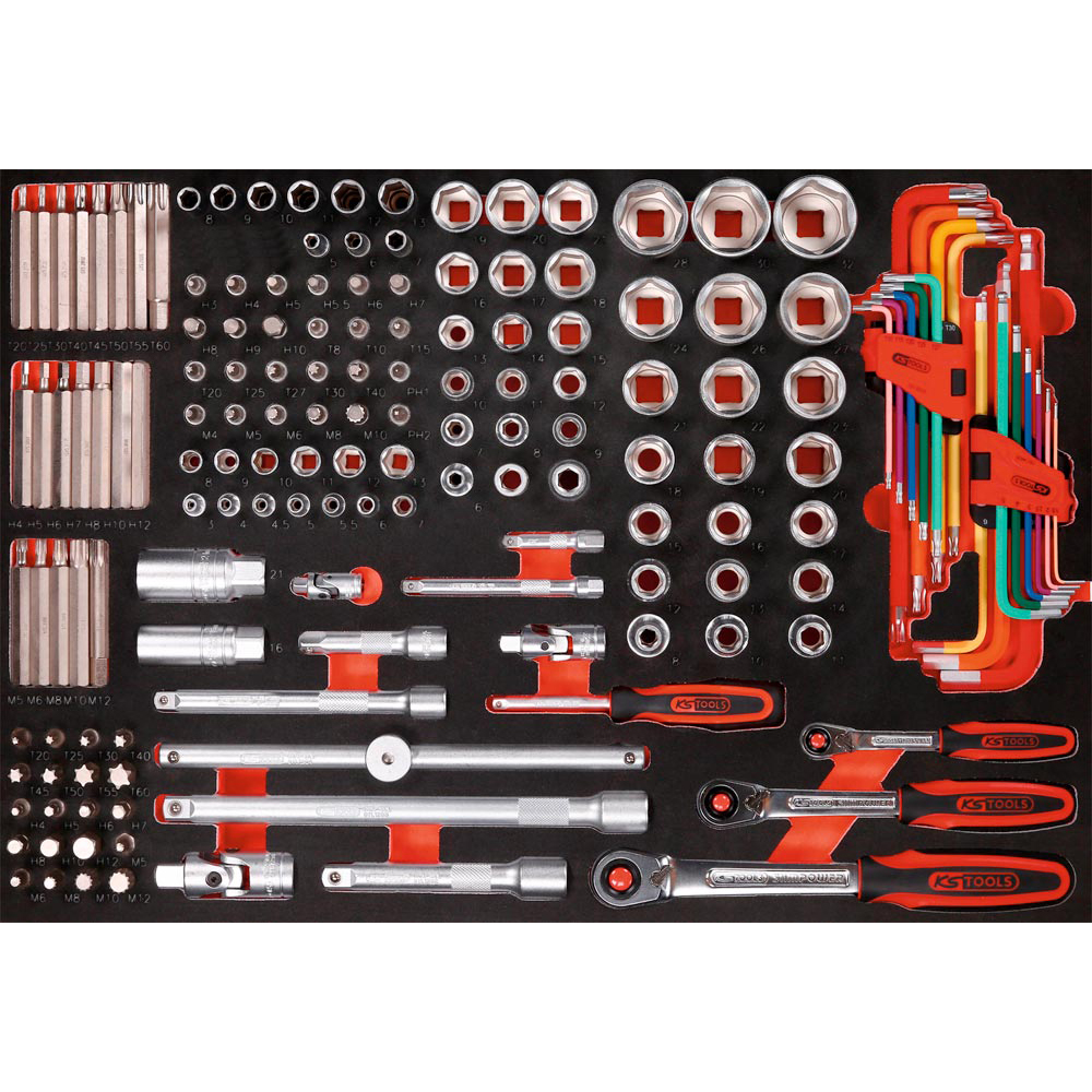 Werkstattwagen, 8 Schubladen, bestücktBxTxH 845x516x1023 mm, 262 Werkzeuge