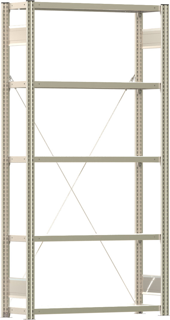 Fachbodenregal BERT - Breite: 100,5 cm - Tiefe: 30 cm - Höhe: 200 cm - 5 Böden - Grundregal