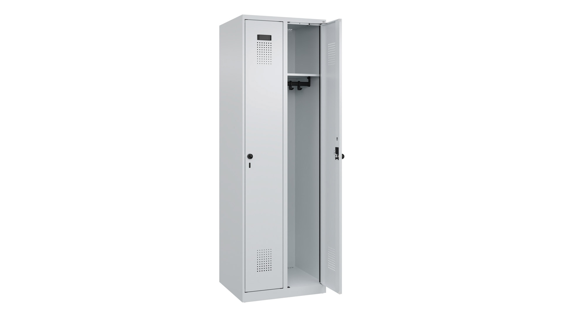 Spind - Garderobenschrank, Breite 60 cm, Höhe 185 cm, Tiefe 50 cm, 2 Abteile