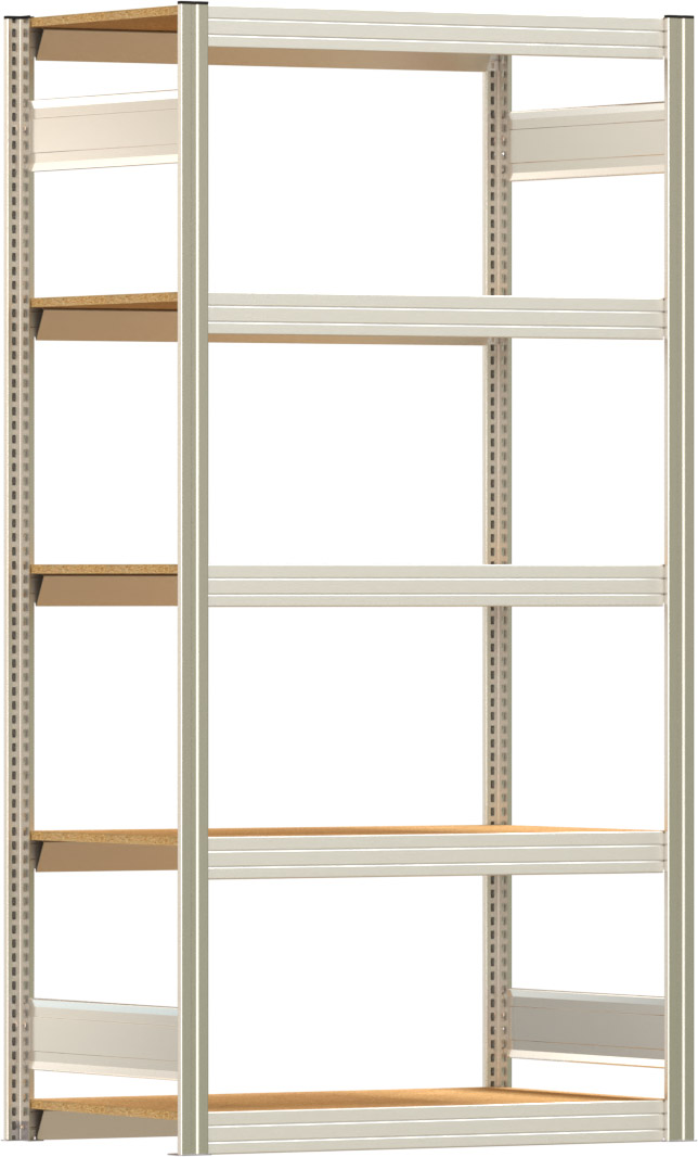 Fachbodenregal BERT - Breite: 100,5 cm - Tiefe: 60 cm - Höhe: 200 cm - 5 Böden - Grundregal