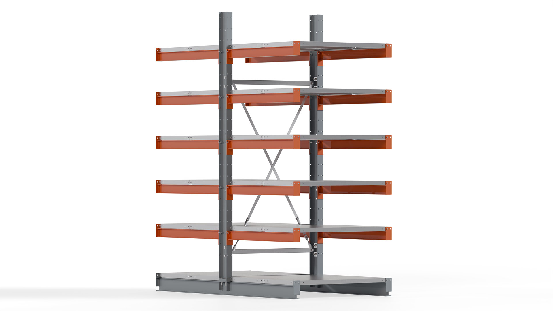 Kragarmregal KARL basic - lackiert - Breite: 100 cm - Höhe: 250 cm - Tiefe: 100 cm - Traglast je Kragarm: 450 kg - beidseitig