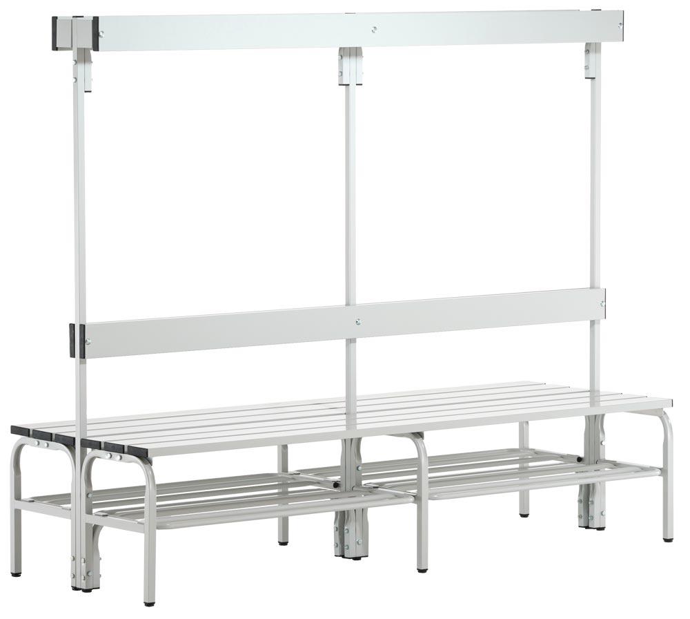 Garderobenbank, doppelseitig, Breite 150 cm, Höhe 165 cm, Tiefe 72,5 cm