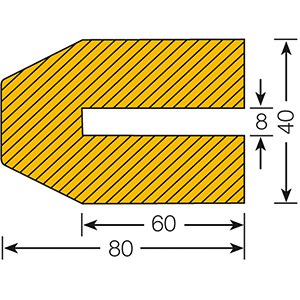 Warn- und Schutzprofil, Profilschutz, Trapez, 40x80 mm, gelb/schwarz, steckbar, Länge 1000 mm