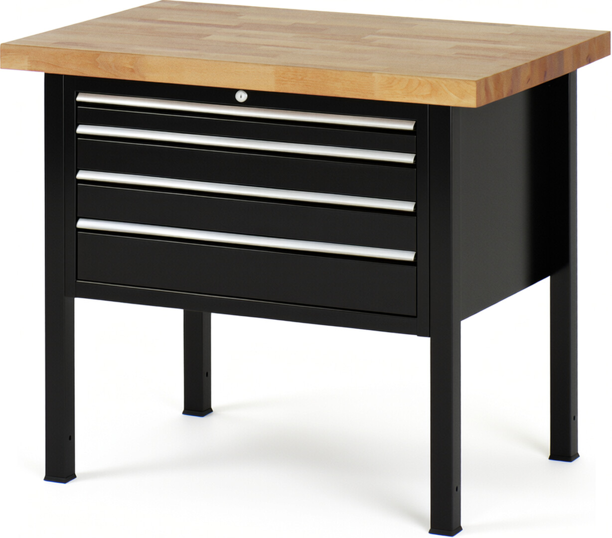 RAU Werkbank schwarz - Breite 100 cm - Tiefe 70 cm - Höhe 104 cm - Buche-Massiv Arbeitsplatte 40 mm