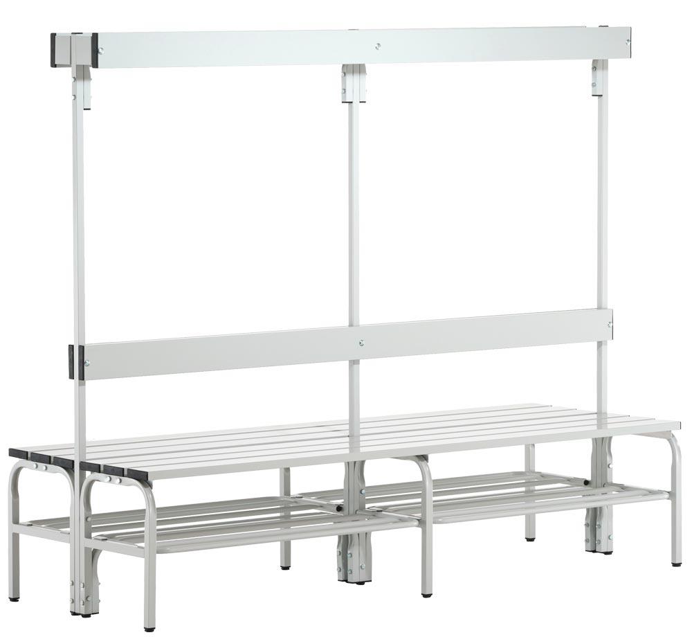 Garderobenbank, doppelseitig, Breite 200 cm, Höhe 165 cm, Tiefe 72,5 cm