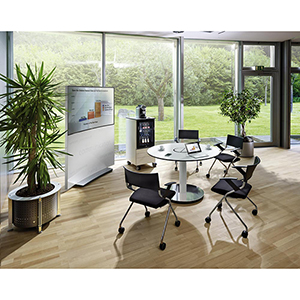 Kühlschrank-Caddy, BxTxH 500x600x1157 mm, Kühlschrank, 3 Schubladen für Besteck + Geschirr, RAL 7021 schwarzgrau