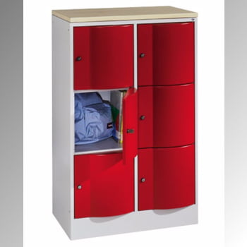Schließfachschrank, Breite 77 cm, Höhe 125,5 cm, Tiefe 54 cm, 6 Fächer
